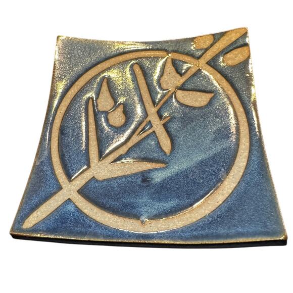 Stoneware Sushi Soy Sauce Curved Small Dish Dipping Trays (2) VTG Art Pottery - Picture 4 of 9